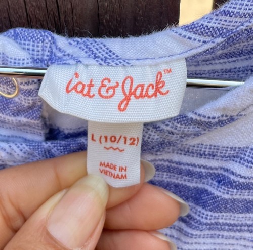 CAT & JACK Girls Striped Purple Casual Party Beach Romper - Picture 4 of 4
