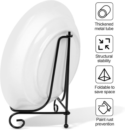 Paquete de 4 soportes de placa plegables de 6 pulgadas que ahorran espacio - elegante diseño negro - Imagen 6 de 9