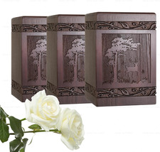 Cremation Urns for Human Ashes Adult Male Female, Wooden Carved Deer Urns Box...