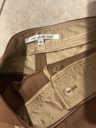 Pantalones informales Diane Von Furstenberg talla 4 cintura alta pierna ancha holgados marrón - Imagen 5 de 5