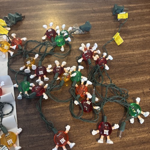 3 Vintage M&M Weihnachten Happy Lights Lichterkette mit Abdeckungen 90er 20 Schnur Sets - Bild 4 von 4