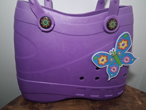 Optari Sol Tote Bag Viola Gomma Optari Borsa da Spiaggia Tema Farfalla Borsa in Gomma - Foto 3 di 8