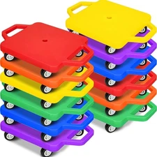 12 Pcs Sports Scooter Board with Handles Plastic Floor Sitting Scooter Board ...