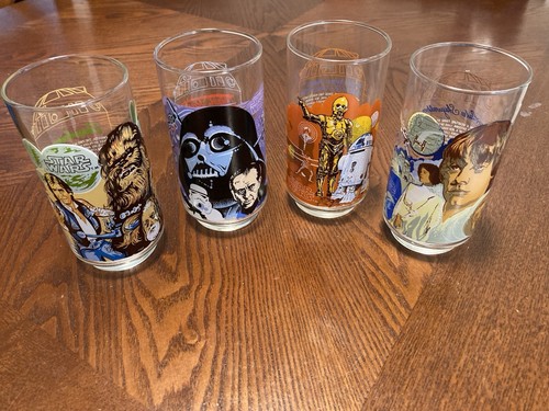 Burger King Star Wars Complete Set of 4 Glasses Coca Cola Vintage 1977