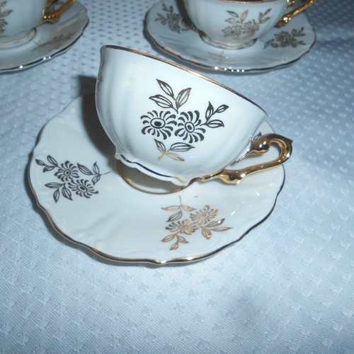 Mokkaservice Espressoservice Edelweiß Bavaria 15 Teile Gold Weiß Prunkservice - Bild 6 von 7