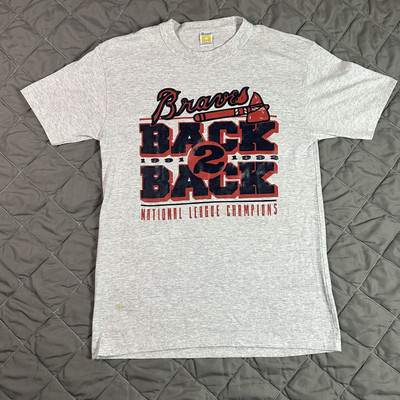 #ad #ad VINTAGE Atlanta Braves Shirt Adult Large Gray MLB Baseball World Series Single $29.88