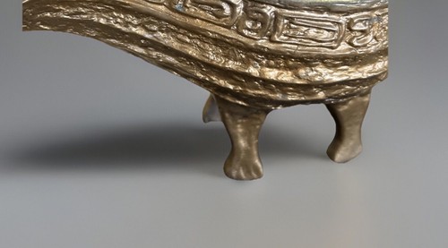 Antico vaso versatore bronzo stile arcaico cinese replica dinastia Zhou - Foto 4 di 14
