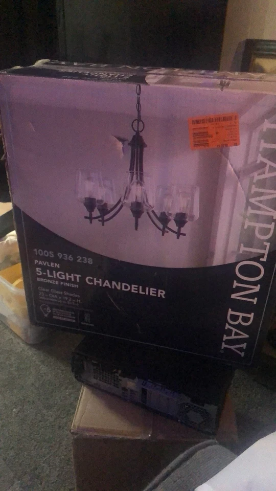 Hampton Bay Pavlen 5-Light 23 in. Rustic Bronze Hanging Candlestick Chandelier - Image 2 of 2