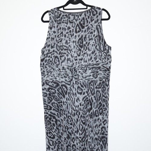 Joanna Hope Grey Black Leopard Print Dress Size 20 Midi Sleeveless Occasion - Picture 3 of 13