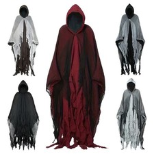 Adult Halloween Grim Reaper Costume Scary Cloak Witch Hooded Cape Cosplay Props