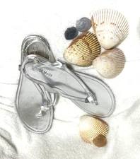 Summer Beach Retro SLINGBACK Sandals Top Moda women size 7.5 silver Adjustable