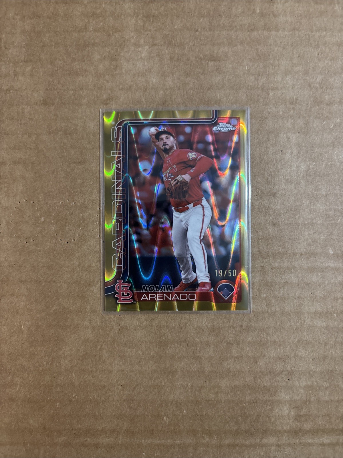 2025 Topps Chrome Nolan Arenado Gold RayWave Refractor St. Louis Cardinals #/50