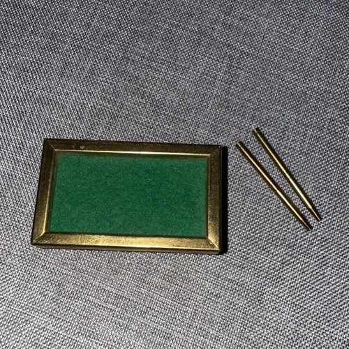 Vtg Miniature Brass Pool Table W/Sticks Cues Dollhouse Made In Holland - Picture 3 of 6