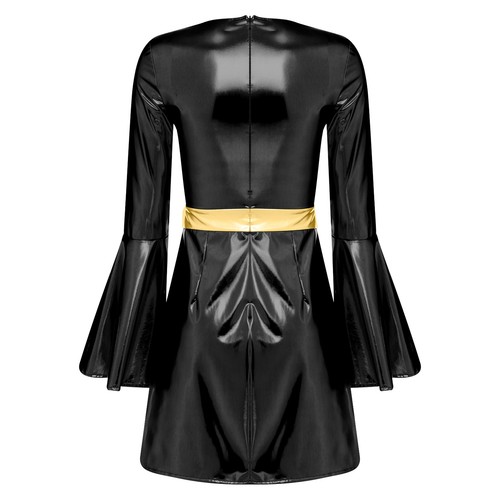 Vestito donna anni 70 retrò festa decorazione cristallo bodycon con maniche svasate halloween - Foto 67 di 78