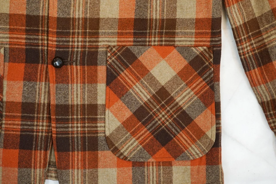 Pendleton Brown Plaid 100% Wool Button Down Coat Blazer Men's L - Image 3 of 4