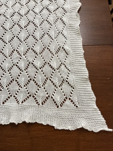 VTG Laura Ashley Lace Cobweb Crochet White Cotton Scarf - Picture 2 of 14