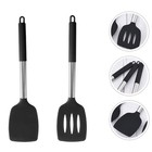 2 Pcs Silicone Cooking Utensils Kitchen Spatulas Stainless Steel