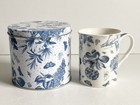 PORTMEIRION BOTANIC BLUE MUG PORCELAIN WHITE WITH BLUE FLORAL PATTERN 4.1" HIGH