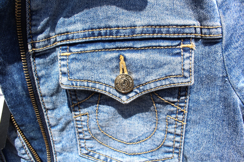 True Religion pagliaccetto tuta pantaloncino medio grande blu zip denim $149 OFFERTA nuovo - Foto 5 di 8