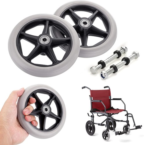 OwnMy 2PCS of 6 Inch Rubber Wheel Replacement Wheelchair Front 6 inch, Grey - Picture 6 of 7