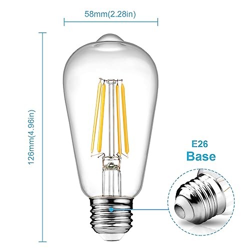 Dimmbare Vintage LED Edison Leuchtmittel, 6W, entspricht warmweiß 2700k (6er Pack) - Bild 3 von 7