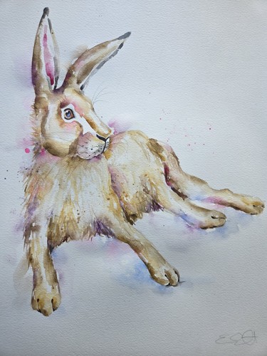 ORIGINAL Aquarell Gemälde eines Hasen, signiert Elle Smith Kunst, Fine Art, Druck - Bild 10 von 10