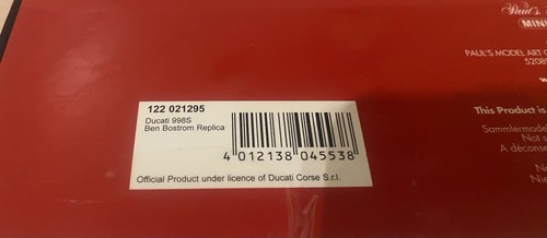 1:12 Minichamps Ducati 998 S REPLICA Ben Bostrom 4012138045538 - Foto 2 di 3