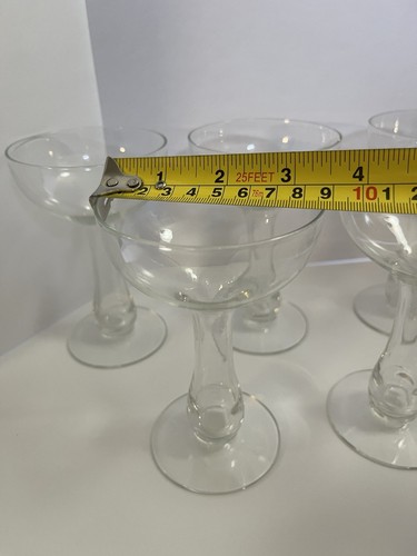 Set Of 7 Vintage Hollow Stem Coupe Champagne Drink Blown MCM Glass Mid-Century - Picture 7 of 7