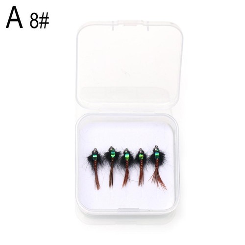 5 PIEZAS/CONJUNTO Ninfas Cabeza Dorada Trucha Mosca Pesca Moscas Nuevo 12 - 8 Tamaño - OFERTA - Imagen 9 de 12