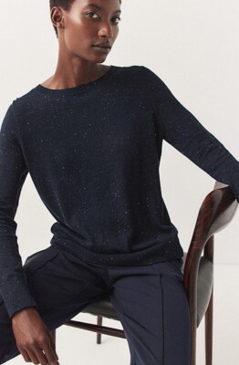 The White Company Black Jumper With Silver Fleck Detail