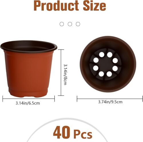 Nursery Pots, Planting Pots, 4 Inch Pots, 40pcs Seedling Pots, Plastic Plant Pot - Picture 2 of 7