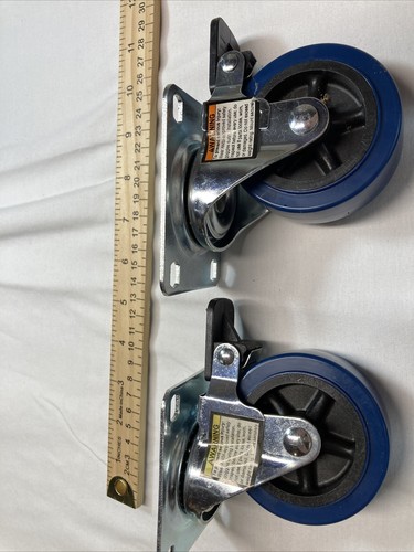 4 Metal Swivel Plate Caster Heavy Duty 3 inch Wheel With Brakes Brand New - Picture 2 of 12