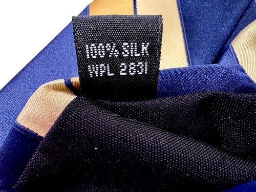 Covington Navy Gold Honey Diagonal Striped 100% Silk Classic Mens Neck Tie - Picture 9 of 11