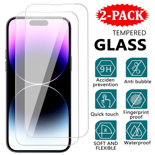 2-PACK For iPhone 14 Plus 13 12 11 Pro Max Real Tempered GLASS Screen Protector - Picture 1 of 27