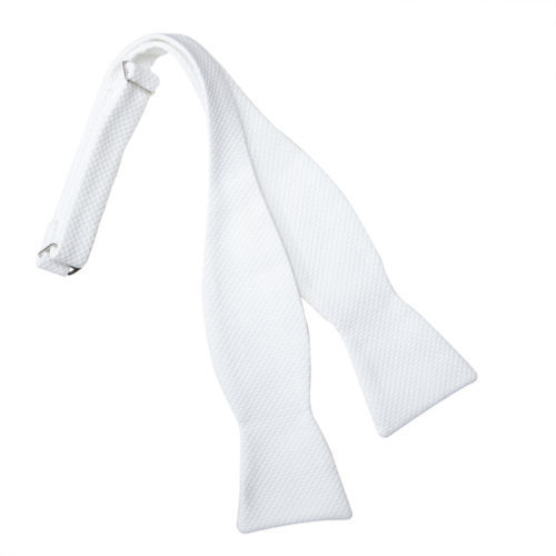 New White Pique self tie Bow tie Adjustable 14-23" neck USA ALL COTTON TUXXMAN  - Picture 1 of 1