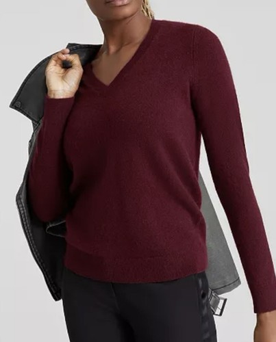 NWT Charter Club 100% Cashmere V-Neck Sweater Plus Size OX (12W) Burgundy - 第 1/7 張圖片