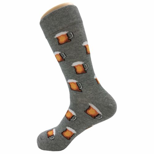 NWT Beer Time Dress Socks Novelty Men 8-12 Gray Crazy Fun Sockfly - Picture 3 of 4