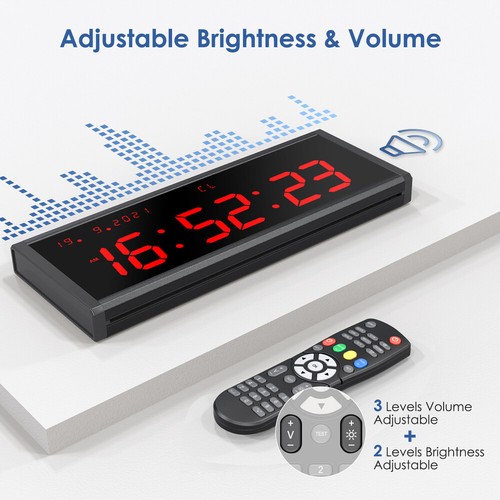 2"3" Gym Timer Interval Workout Clock Big LED Time&Date For Fitness Gym Training - Picture 8 of 11