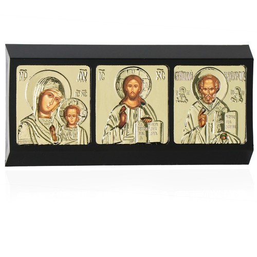 Ikone Auto Triptych GM Von Kazan - Jesus - Heiliger Nikolaus - christlich 11329 - Picture 1 of 2