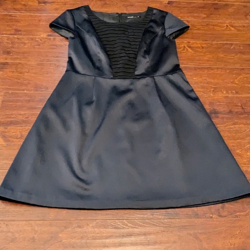 Kensie Women 12 Black Satin Slight Stretch Back Zip A-Line Cocktail Party Dress - Picture 7 of 16