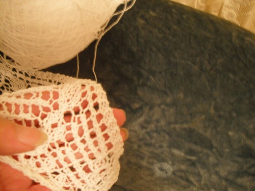 DAMEN SCHAL HANDGESTRICKT SPITZE BAUMWOLLE / LEINEN - Bild 5 von 8