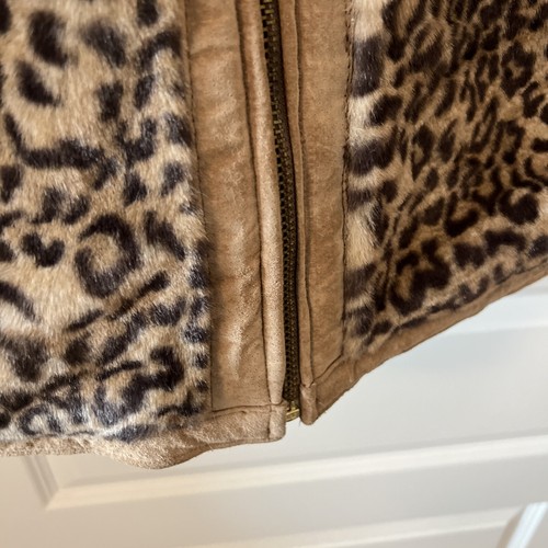 WINLIT Light TAN & LEOPARD PRINT LEATHER & FAUX FUR REVERSIBLE JACKET SIZE M - Picture 23 of 23