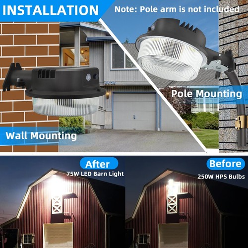 4 Pack 75W Dusk to Dawn LED Outdoor Security Lights with Photocell Area Lighting - Picture 9 of 12