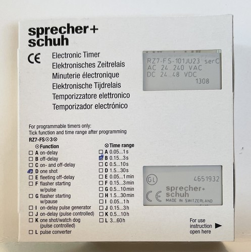 Sprecher Schuh RZ7-FSD3BU23 Electronic Timer - Picture 2 of 6