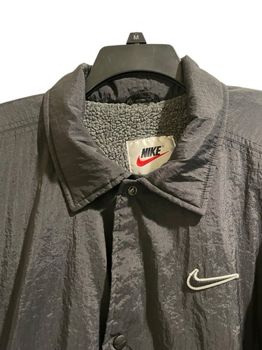 Nike Athletic Jacket Collared Button Up Black Coat Men’s Size M Vintage GUC - Picture 3 of 12