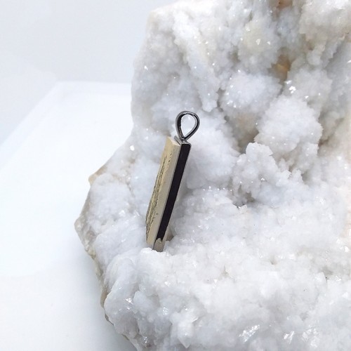 Arenisca dendrítica, collar, metal armado, hecho a mano, único, joyería, #2051 - Imagen 5 de 6