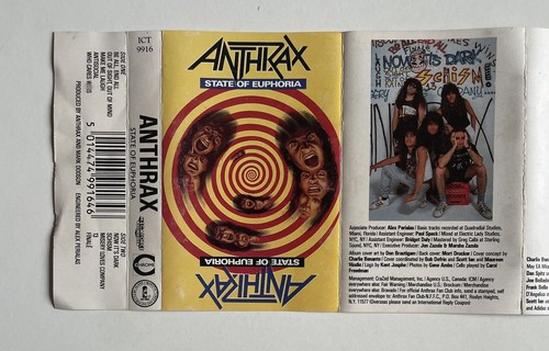 ANTHRAX - STATE OF EUPHORIA 1988 UK CASSETTE TAPE Island ICT9916 Heavy Metal - Picture 6 of 7