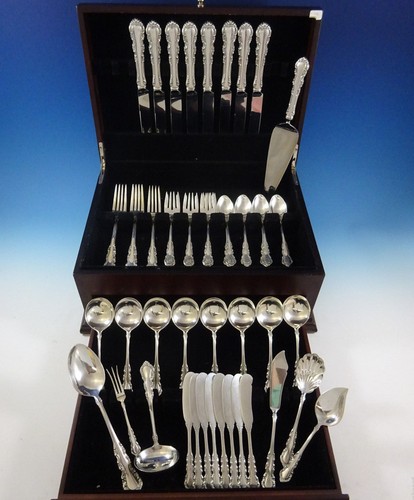 Georgian Rose by Reed & Barton Sterling Silver Dinner 8 Flatware Set 55 Pieces - Picture 2 of 10