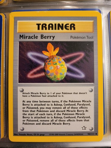 Pokemon Card Miracle Berry 94/111 Neo Genesis - Lightly Played Condition - Picture 1 of 2
