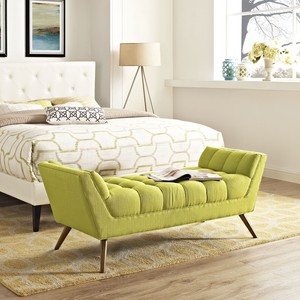 Mid Century Modern Tufted Wheatgr Upholstered Fabric 53 Entryway Image Is Loading Mid Century Modern Tufted Wheatgr Upholstered Fabric 53